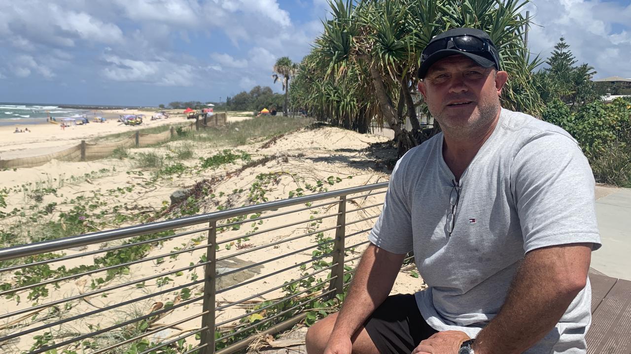 Former rugby league star Craig Field speaks to Dean Ritchie on Kingscliff beach. Picture: Dean Ritchie