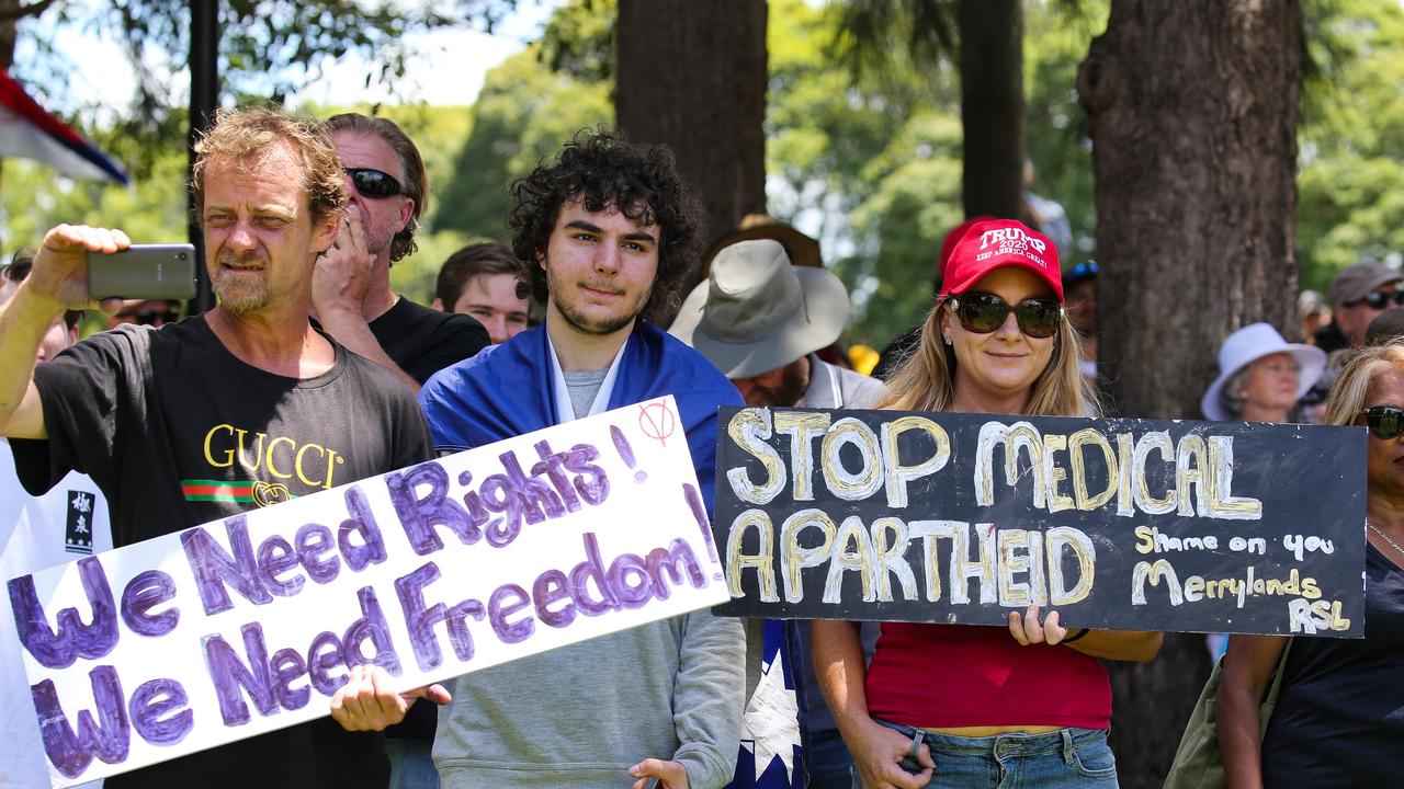 Protesters at the Sydney freedom rally. Picture: NCA NewsWire /Gaye Gerard