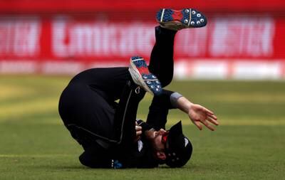 Kane Williamson of New Zealand catches out Rohit Sharma of India. Getty Images
