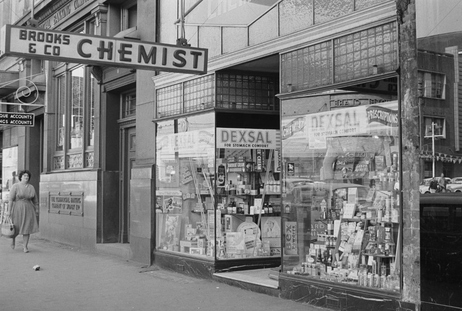 Brooks & Co, chemist shop, Broadway, 1965.jpg