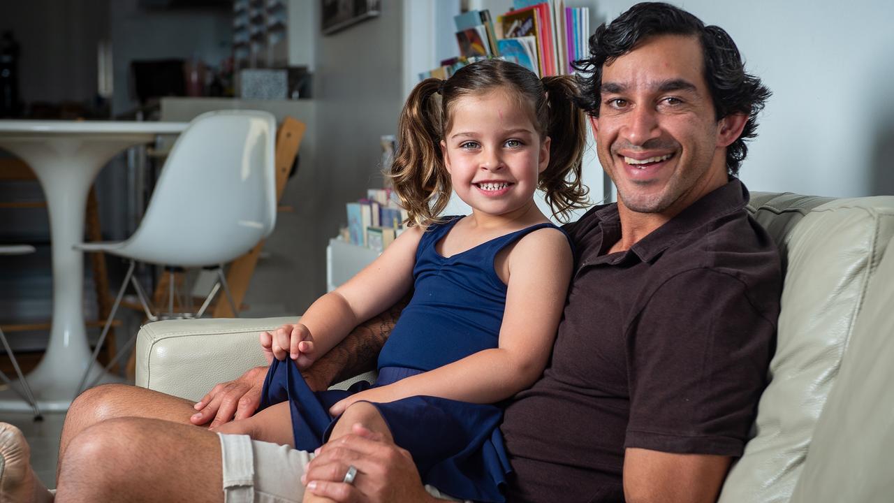 NRL and former North Queensland Cowboys rugby league great Johnathan Thurston at his home with daughter Lillie.
