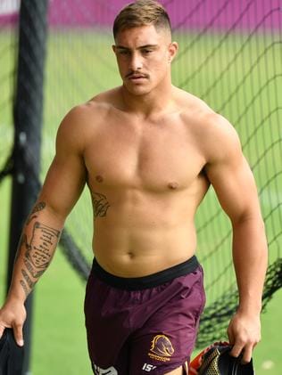 Kotoni Staggs is seen during Brisbane Broncos training. Picture: AAP Image/Darren England
