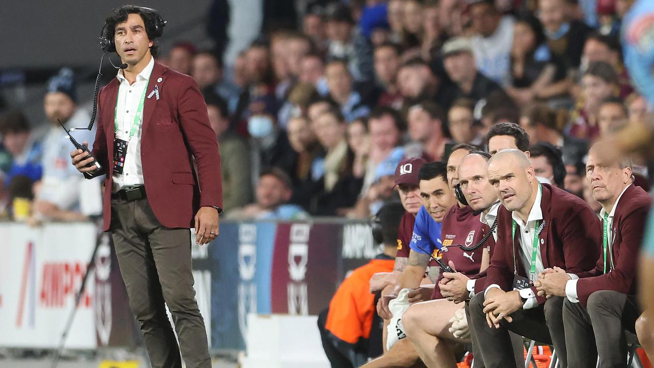Johnathan Thurston on the sidelines during this year’s Origin series. Picture: Peter Wallis