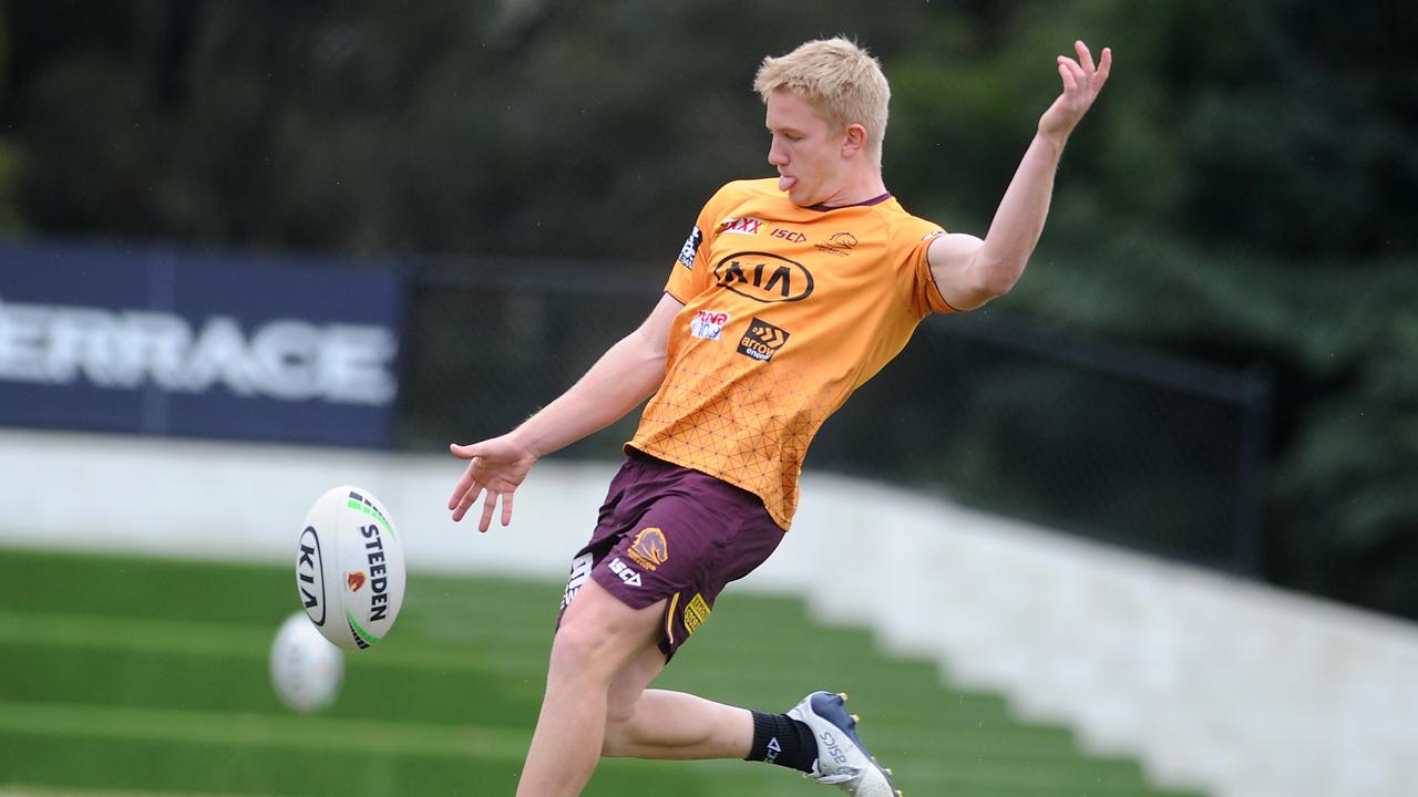 Young Broncos half Tom Dearden at training. Picture: NewsWire / John Gass