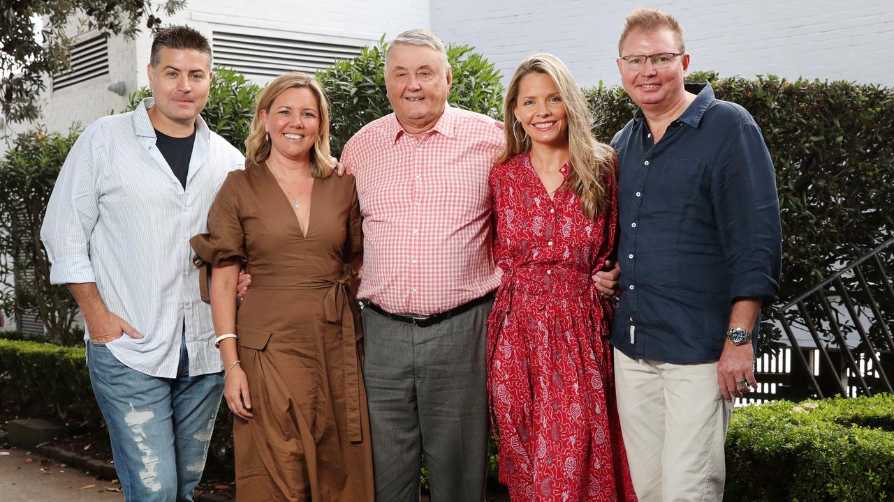 Bulldogs sponsor Arthur Laundy (middle), flanked by with Stuart Laundy, Danielle Richardson, Justine Laundy and Craig Laundy. Picture: Richard Dobson