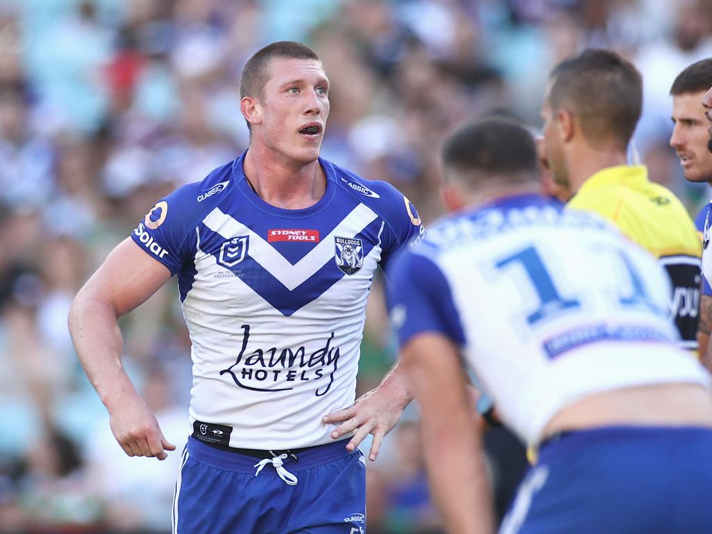 Jack Hetherington of the Bulldogs looks on during the round four NRL match between the Canterbury Bulldogs and the South Sydney Rabbitohs. Picture: Cameron Spencer/Getty Images