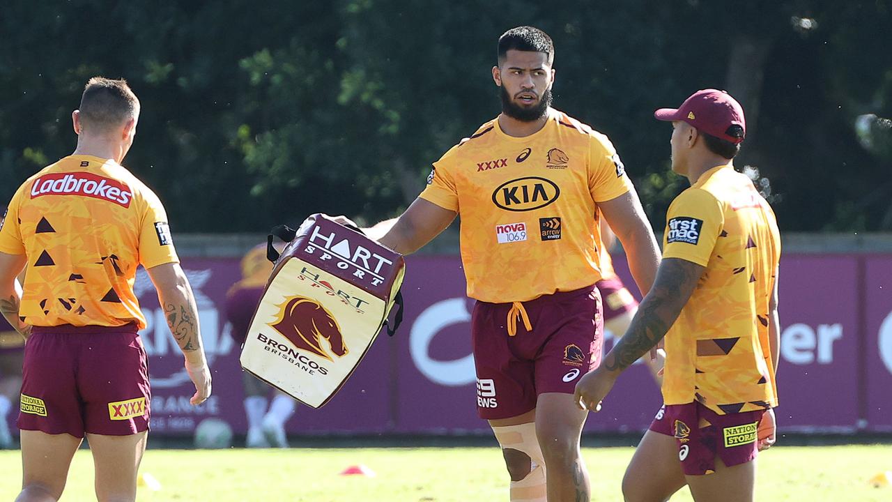 Payne Haas, Brisbane Broncos training, Red Hill. Picture: Liam Kidston