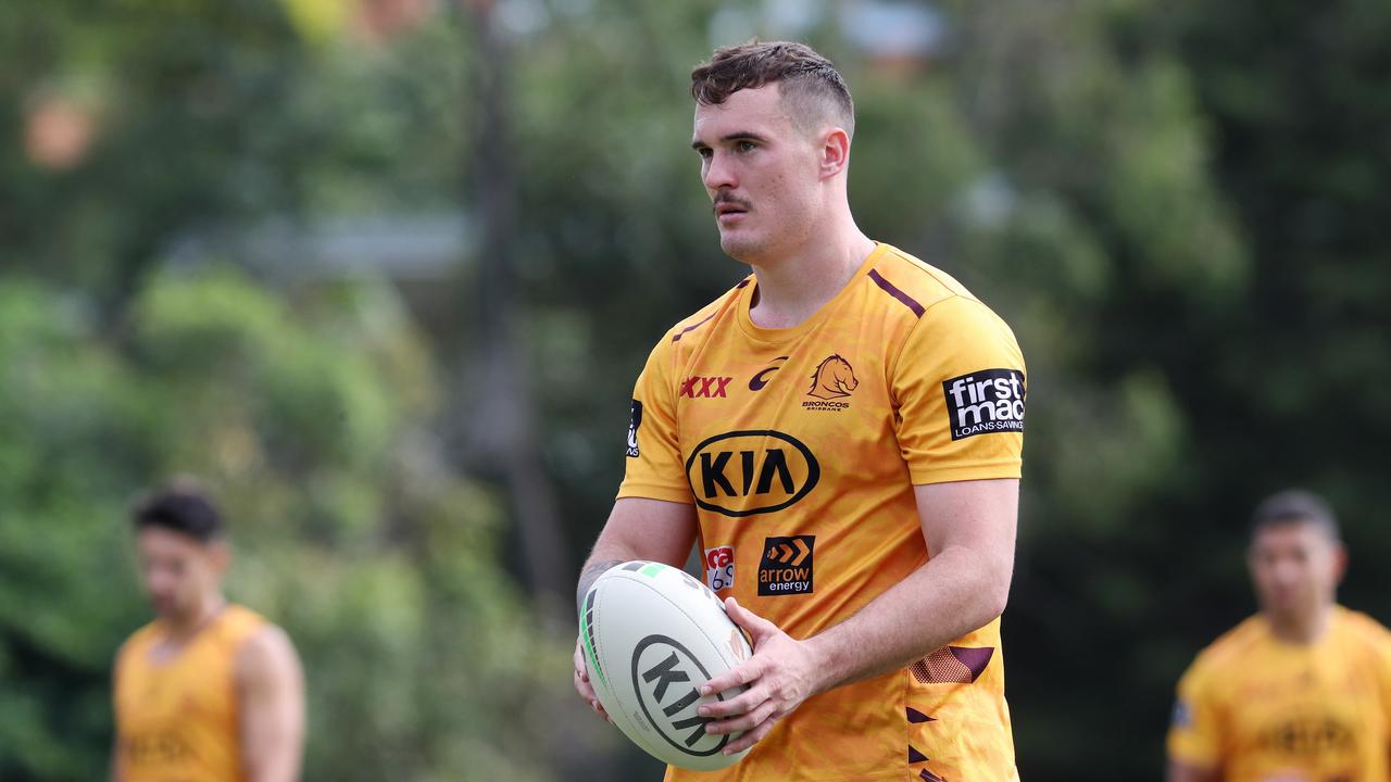 Brisbane Broncos player Kobe Hetherington during training at Red Hill.