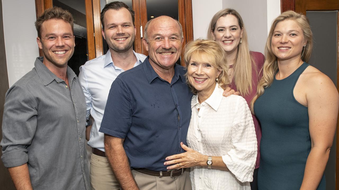 Wally Lewis with his children and wife Jackie, who he has split with after 36 years of marriage.