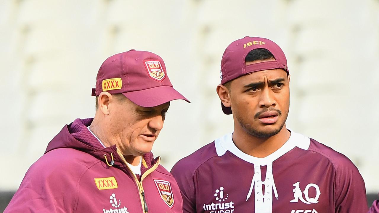 Former Queensland coach Kevin Walters (left), now at the Broncos, was the mentor who gave Anthony Milford his maiden Maroons Origin jumper.