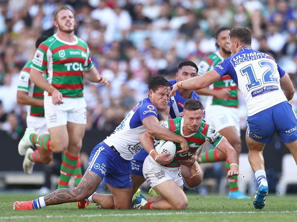 Damien Cook was in the middle of everything for South Sydney. Picture: Cameron Spencer/Getty Images