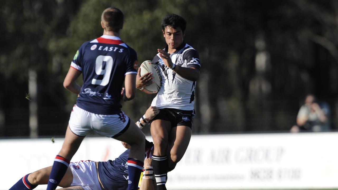 David Nofoaluma playing for Wests Magpies in the Harold Matthews Competition.