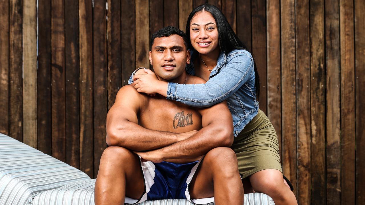 Tevita Pangai and his wife Anna want to raise awareness about the impact of stillbirth and miscarriage. Picture: Zak Simmonds