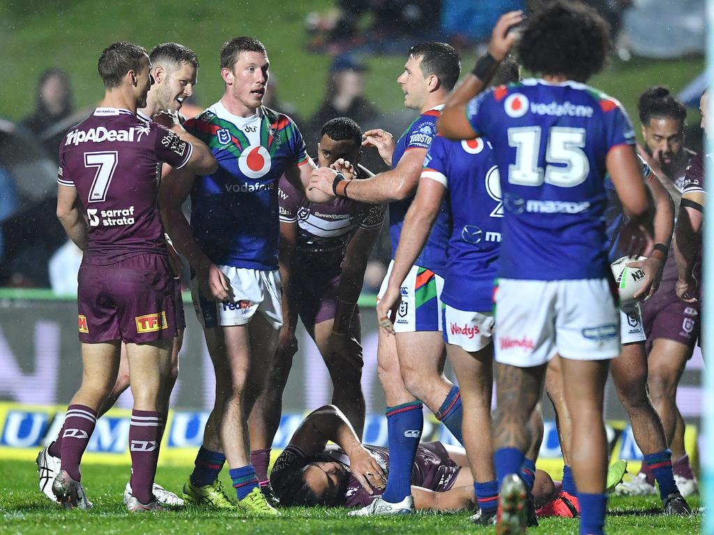 Hetherington paid the price for this tackle on Marty Taupau.
