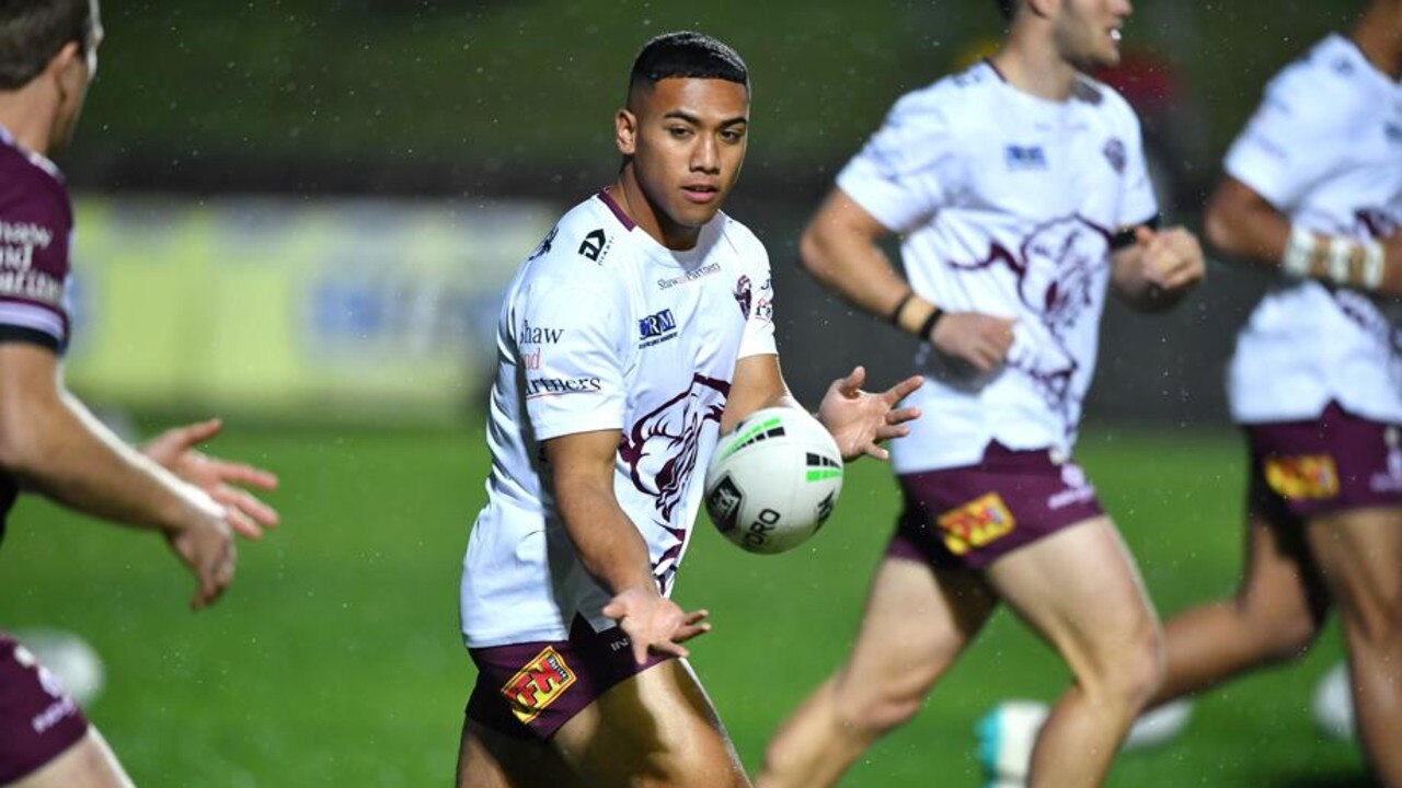 NRL young gun Albert Hopoate was bizarrely let go by Manly after the 2020 season, despite being called the most talented Hopoate. Picture: NRL Photos.