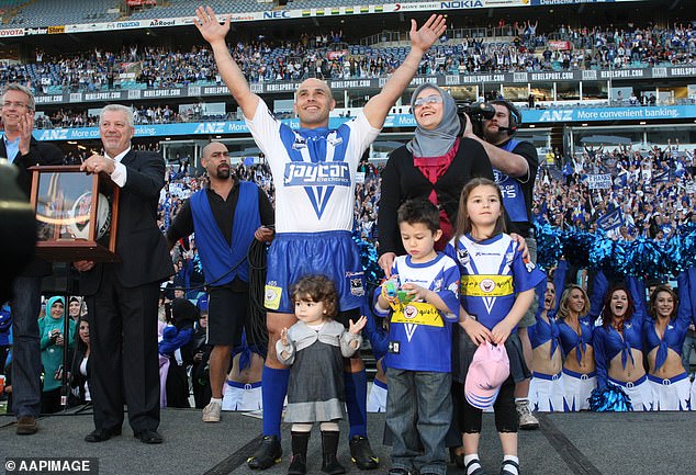 Hazem El Masri (pictured with his family) was engulfed in the 2004 Coffs Harbour sex scandal and went on that year to break the NRL's point scoring record with 139 goals and 16 tries