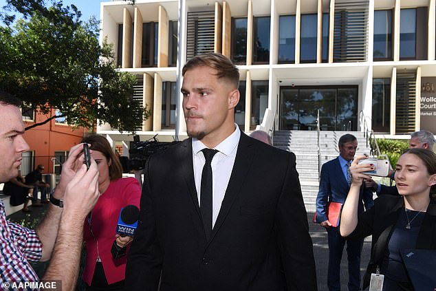 St George lock Jack de Belin leaves Wollongong Local Court after appearing on a sexual assault charge. The NRL ruled on Thursday that de Belin had to be stood down from playing