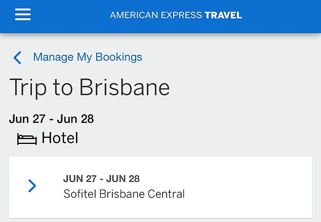 Receipts seen by Daily Mail Australia showed the woman checked into the room that she booked about midday on June 27