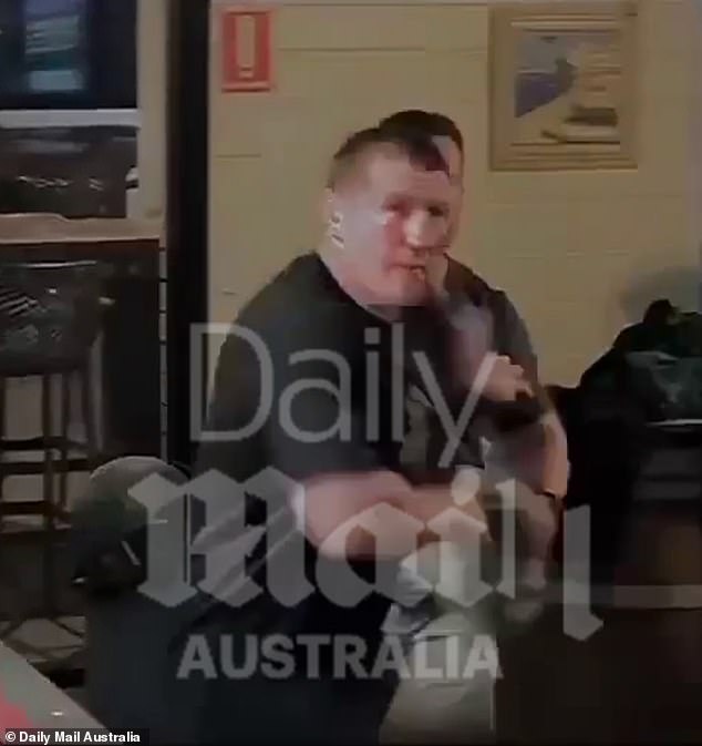 Footballer turned multimillion-dollar professional boxer Paul Gallen has been captured in a wild pub brawl in a coastal holiday town - and it looks like a local patron got the better of him