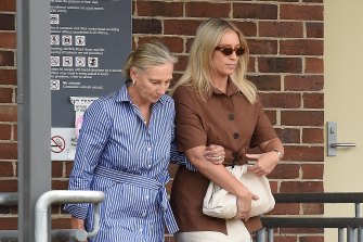 Phoebe Burgess and her mother Sarah Hooke leave Moss Vale Court on Monday.