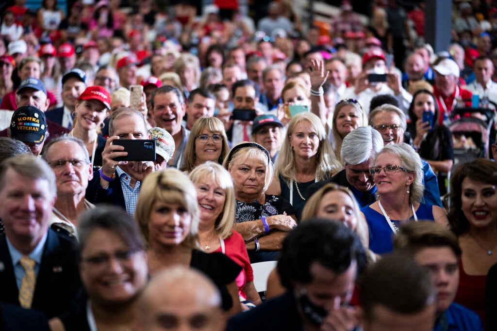 Trump supporters attending a campaign rally at a manufacturing plant in Henderson, Nev., on Sunday.