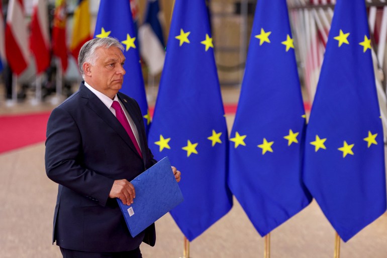 Hungary's Prime Minister Viktor Orban arrives for the European Union leaders summit in Brussels's Prime Minister Viktor Orban arrives for the European Union leaders summit in Brussels