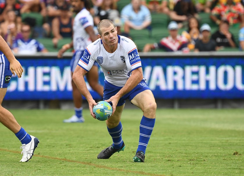 Former Bulldogs stalwart Andrew Ryan made a brief comeback at the NRL Nines in Perth.